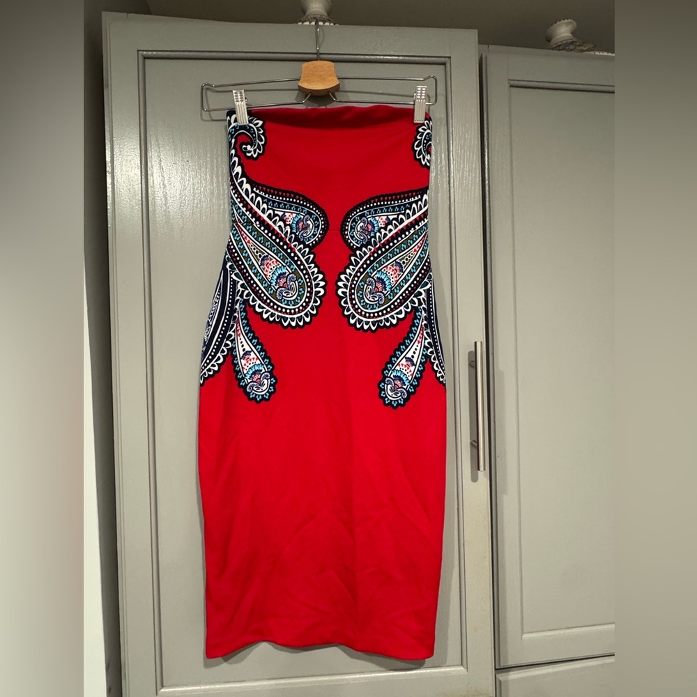 Express Red and Navy Paisley Garment
